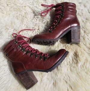 Lucky Brand Cognac Fall Heeled Combat Boots